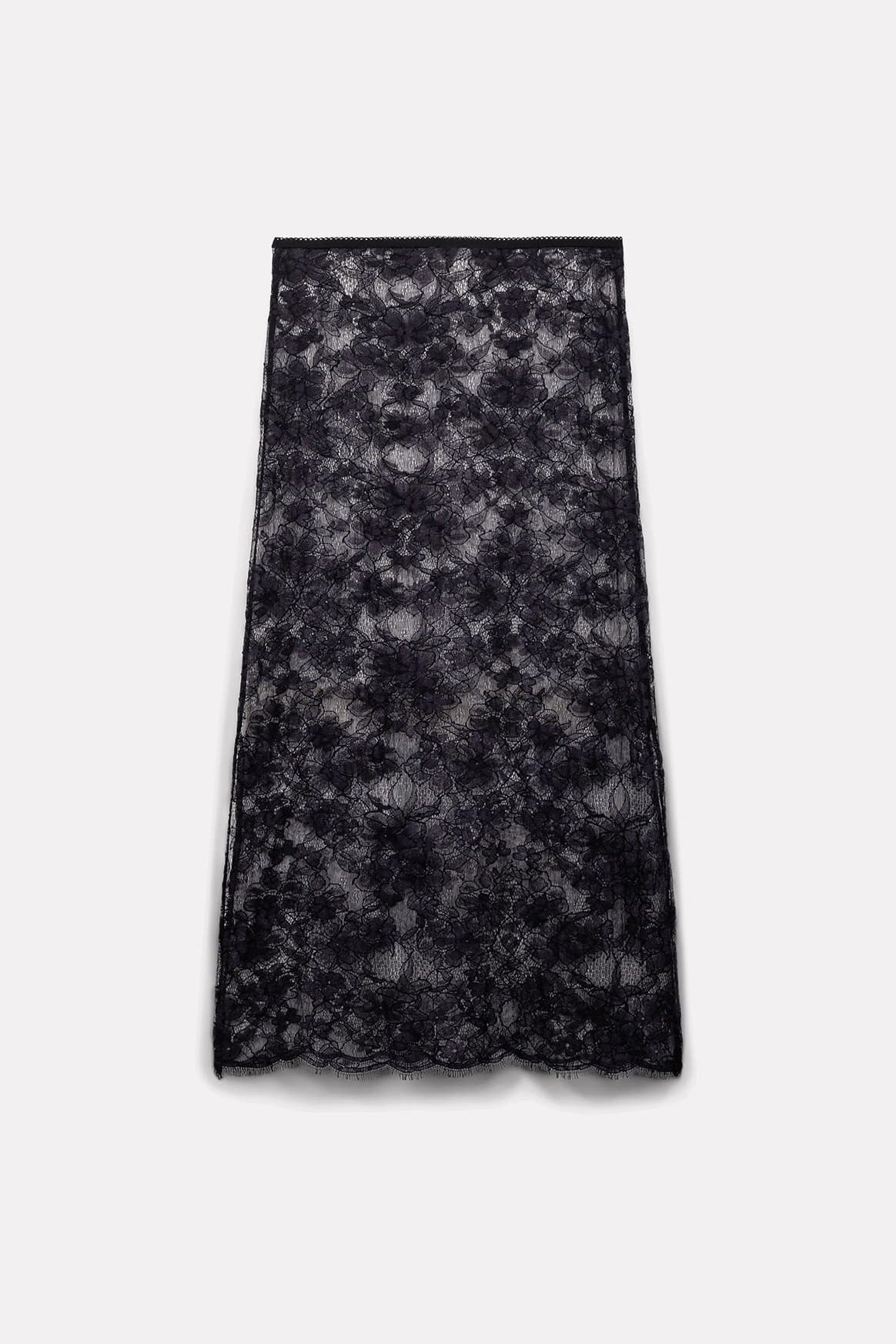 JUPE MIDI ROSE EN DENTELLE NAVY - ROSEANNA