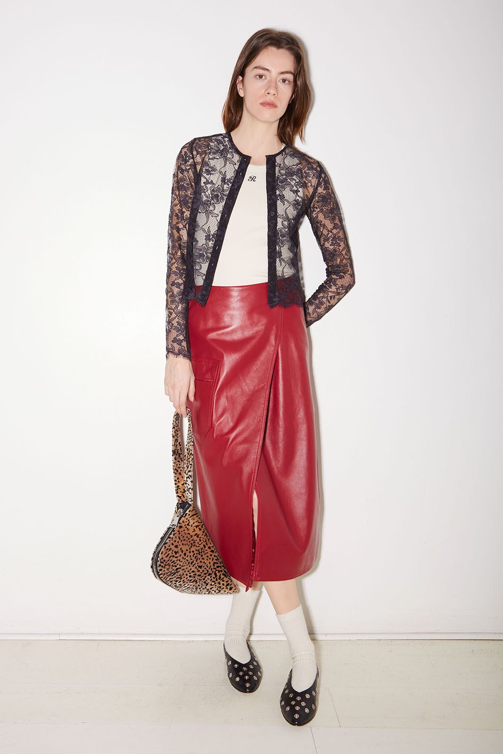 NAVY LACE LONG-SLEEVED LILI TOP