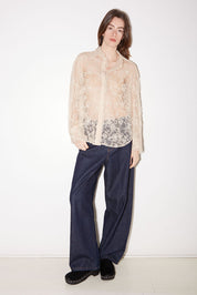 CHEMISE TISH EN DENTELLE CRAIE
