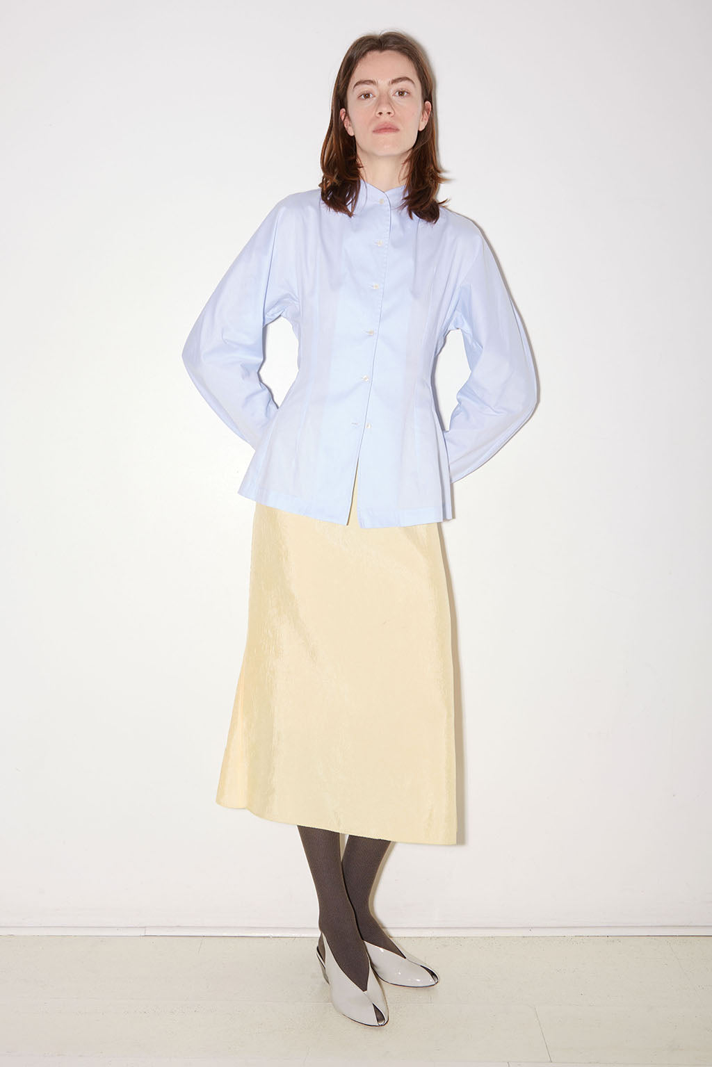 CHEMISE CINTRÉE CHARLENE EN POPELINE BLEU