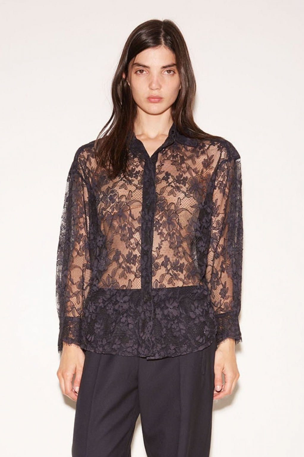 CHEMISE TISH EN DENTELLE NAVY - ROSEANNA