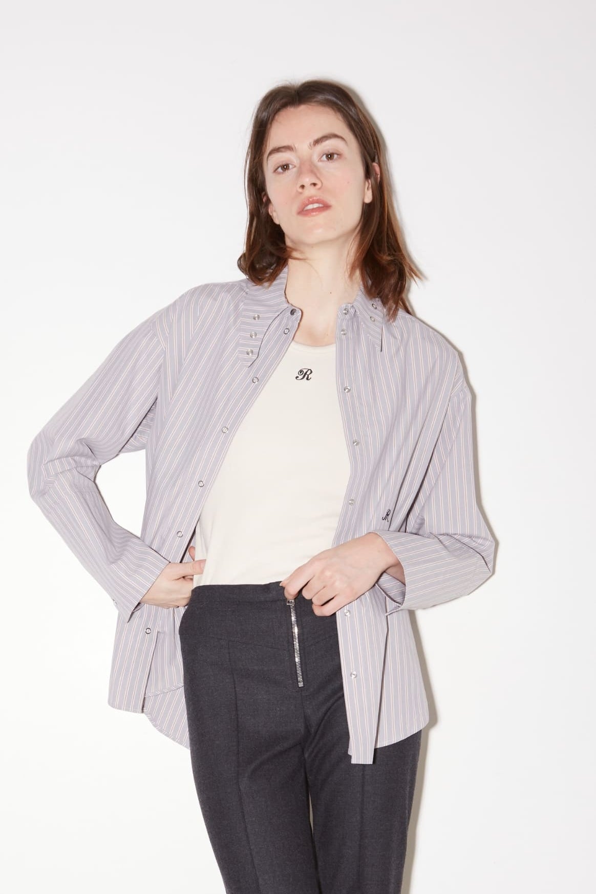 chemises ally roma - geometrique perle - ROSEANNA