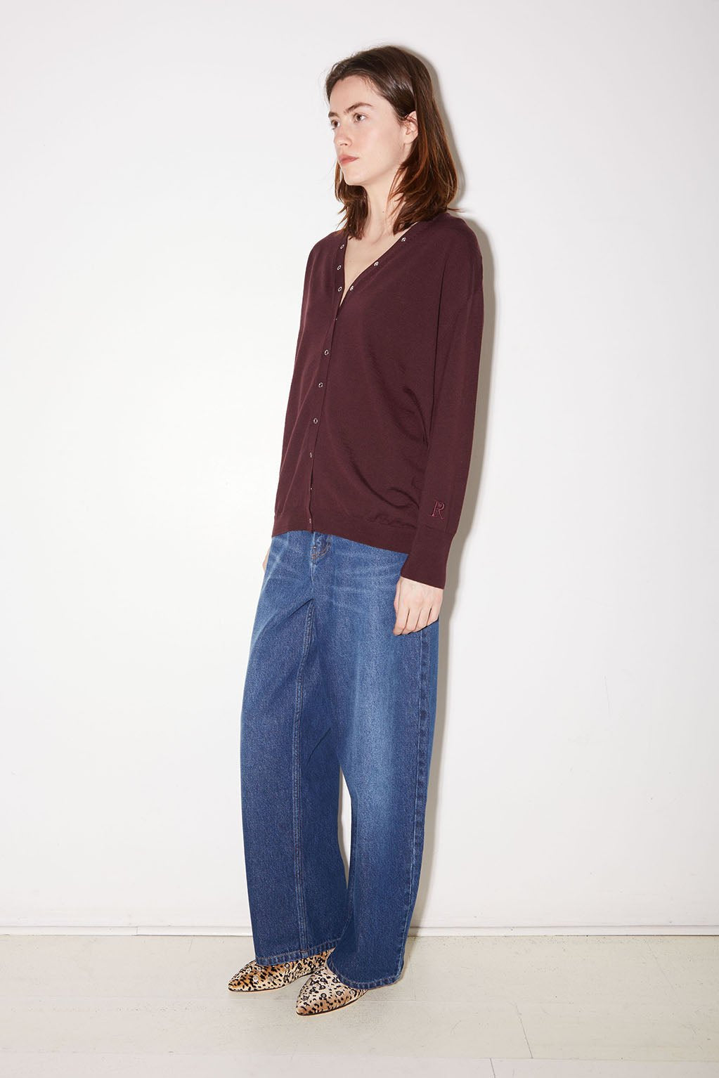 GILET LUCIA EN LAINE MÉRINOS BORDEAUX - ROSEANNA