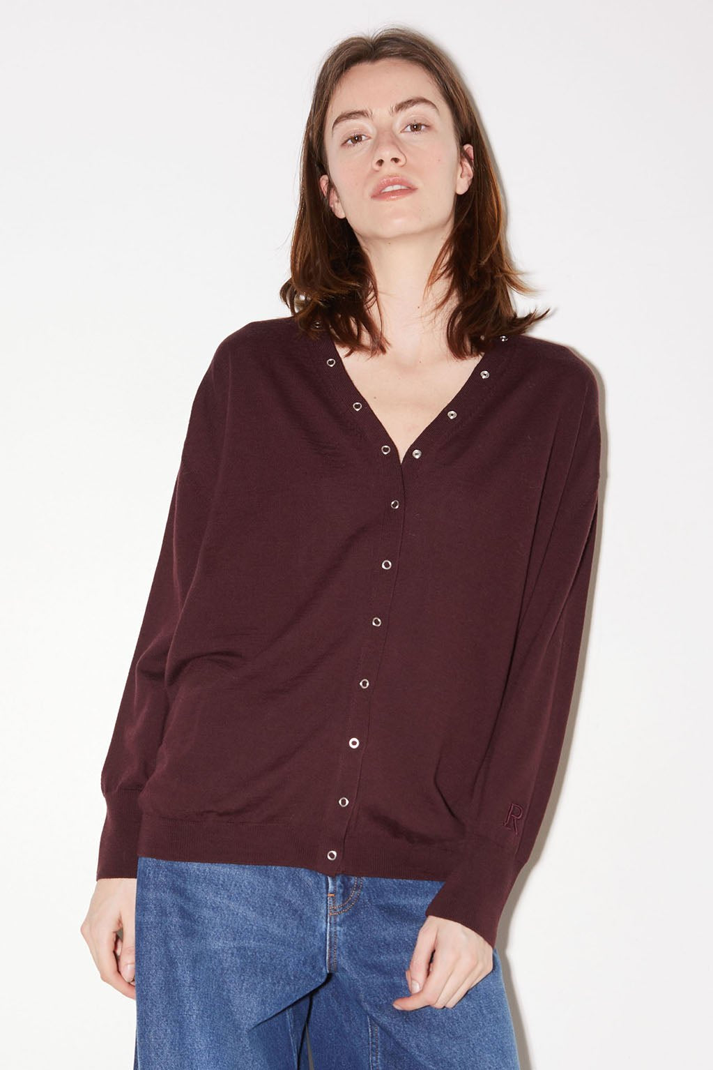 GILET LUCIA EN LAINE MÉRINOS BORDEAUX - ROSEANNA