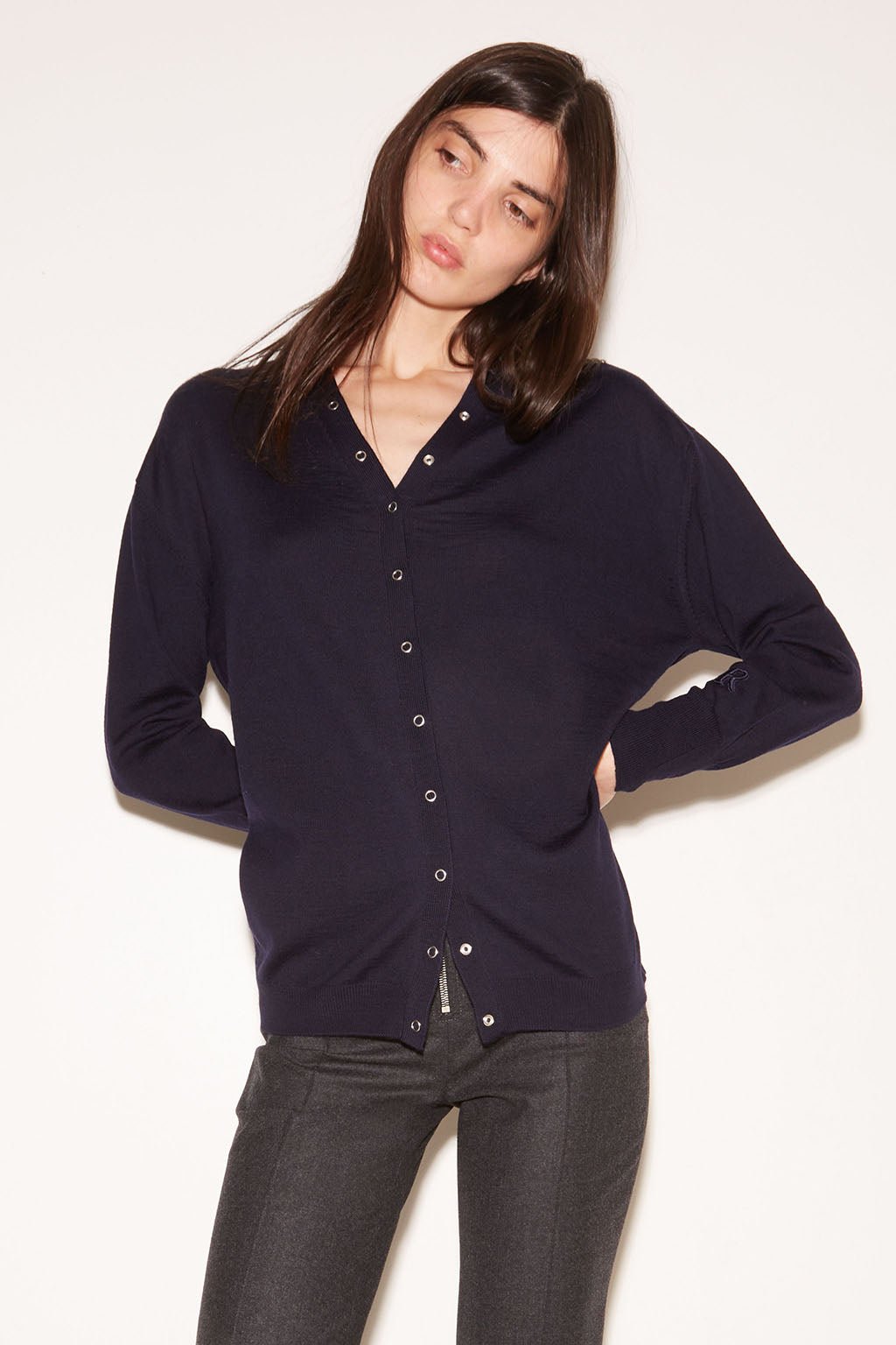 GILET LUCIA EN LAINE MÉRINOS NAVY - ROSEANNA