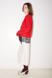GILET TINOS EN LAINE MÉRINOS ROUGE - ROSEANNA