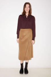 JUPE MARTIN EN LAINE BEIGE - ROSEANNA