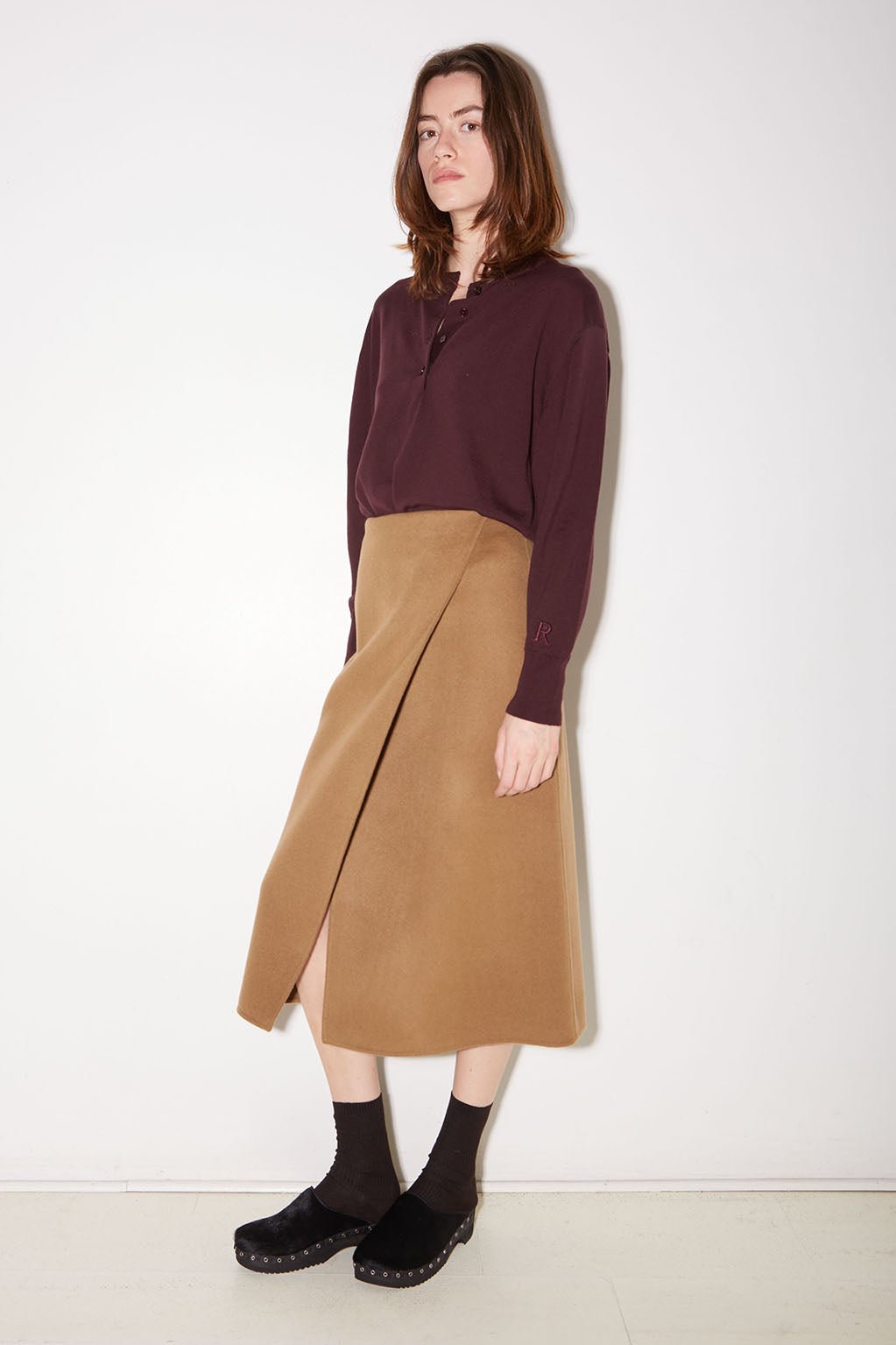 JUPE MARTIN EN LAINE BEIGE - ROSEANNA
