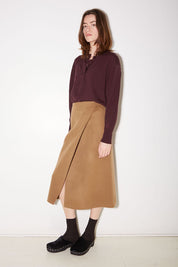 JUPE MARTIN EN LAINE BEIGE - ROSEANNA
