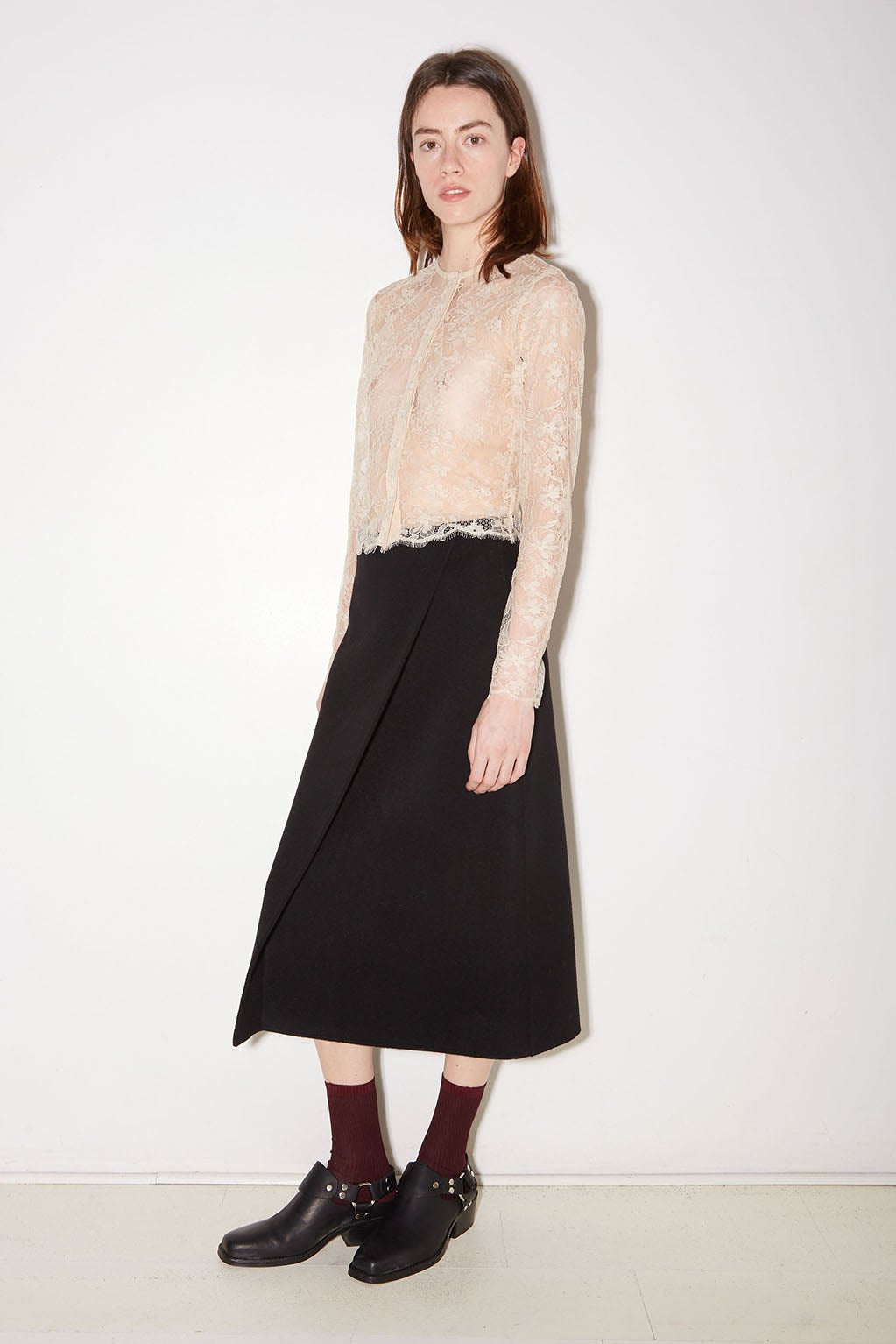 JUPE MARTIN EN LAINE NOIR - ROSEANNA