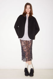 JUPE MIDI ROSE EN DENTELLE NAVY - ROSEANNA