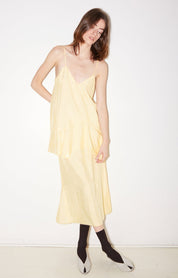 JUPE MIDI ROSIE EN SATIN D'ACÉTATE JAUNE - ROSEANNA