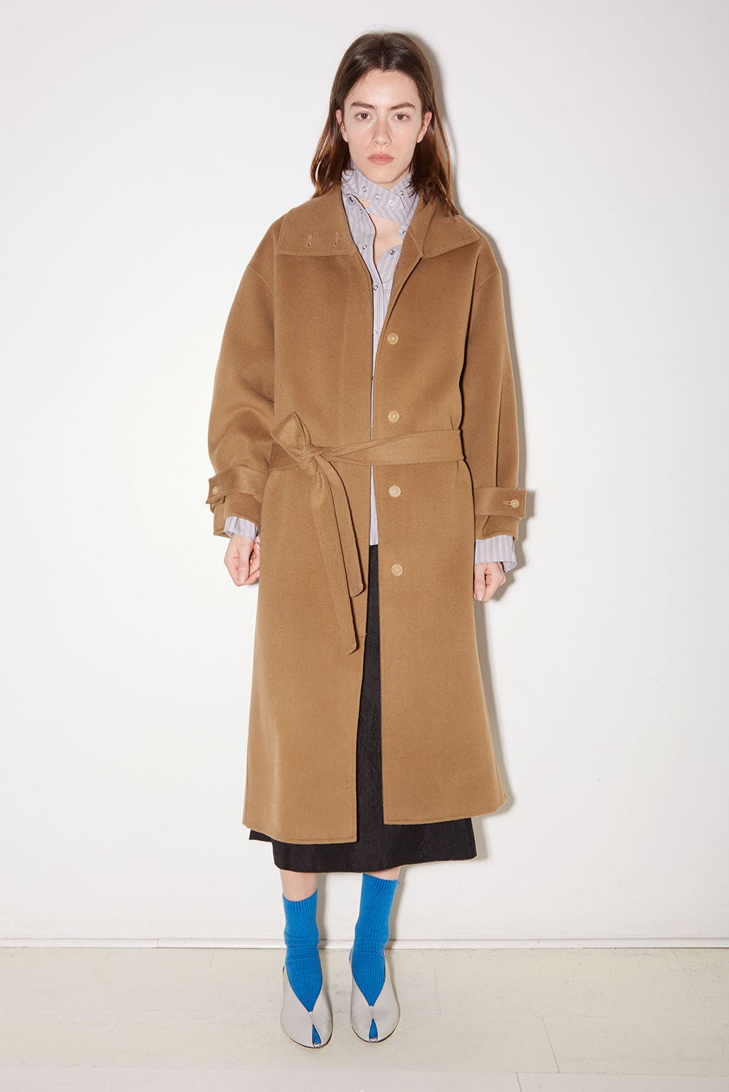 MANTEAU LONG SWAN EN LAINE BEIGE - ROSEANNA