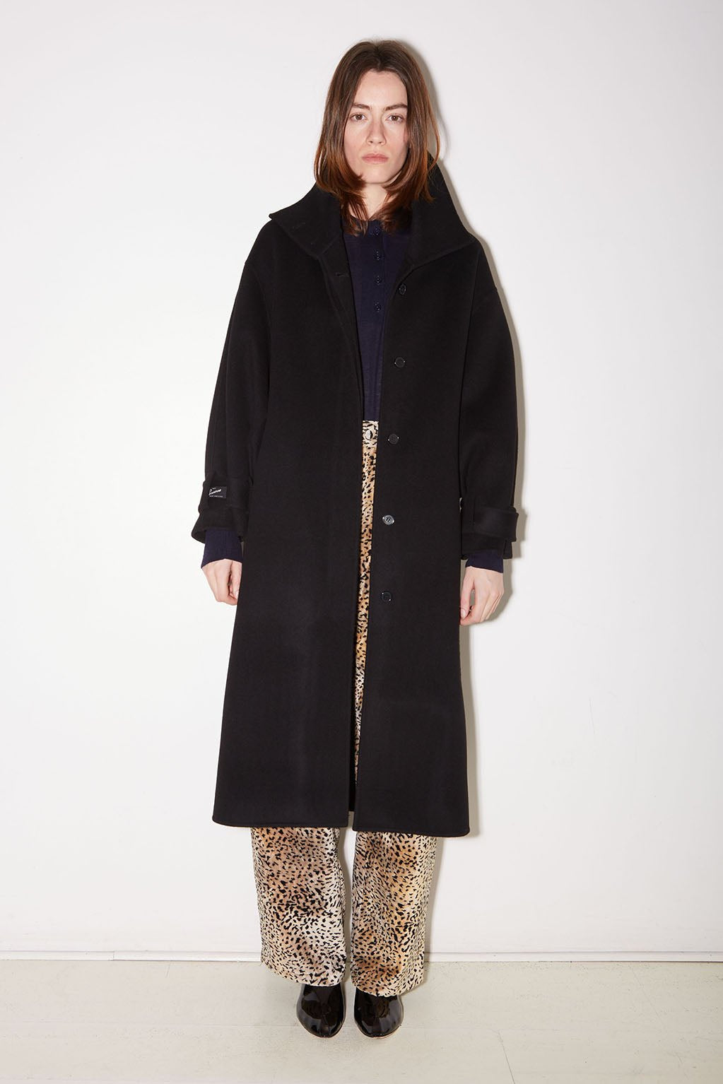 MANTEAU LONG SWAN EN LAINE NOIR - ROSEANNA