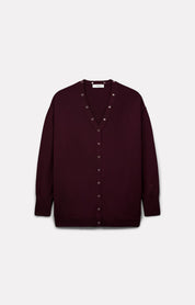 GILET LUCIA EN LAINE MÉRINOS BORDEAUX - ROSEANNA