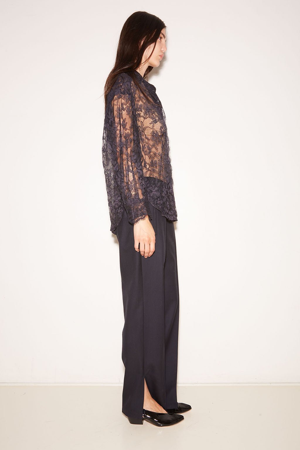 PANTALON DROIT BABE EN LAINE NAVY - ROSEANNA
