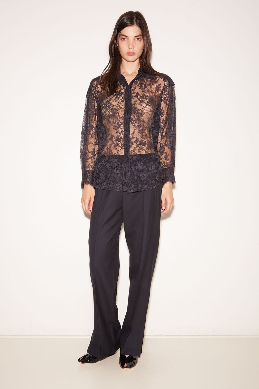 PANTALON DROIT BABE EN LAINE NAVY - ROSEANNA