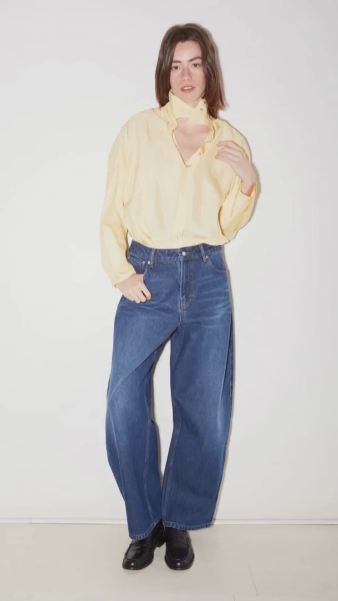 ALLY SHIRT IN YELLOW ACETATE SATIN