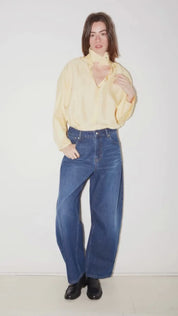 ALLY SHIRT IN YELLOW ACETATE SATIN