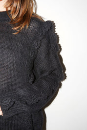 PULL TITI À VOLANTS CHARBON - ROSEANNA