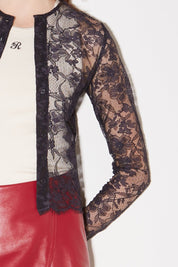TOP À MANCHES LONGUES LILI EN DENTELLE NAVY - ROSEANNA