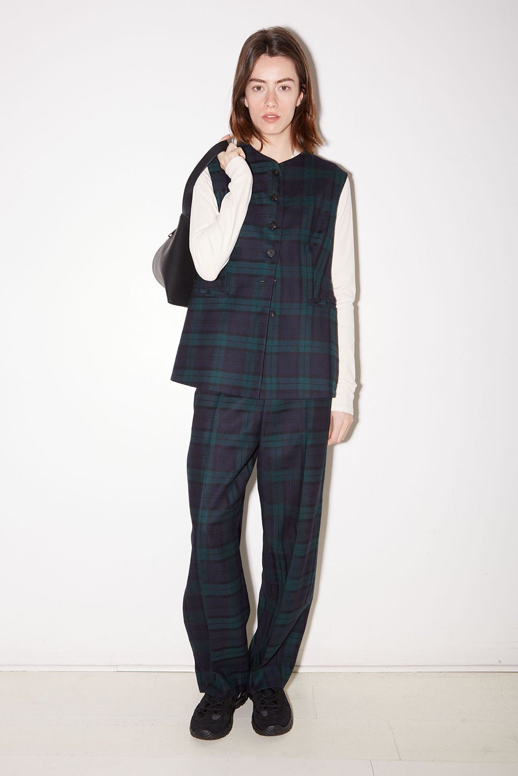 TOP SANS MANCHES STELLA EN LAINE TARTAN - ROSEANNA