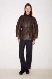 VESTE AJUSTÉE CHARLIE EN CUIR COOKIE - ROSEANNA