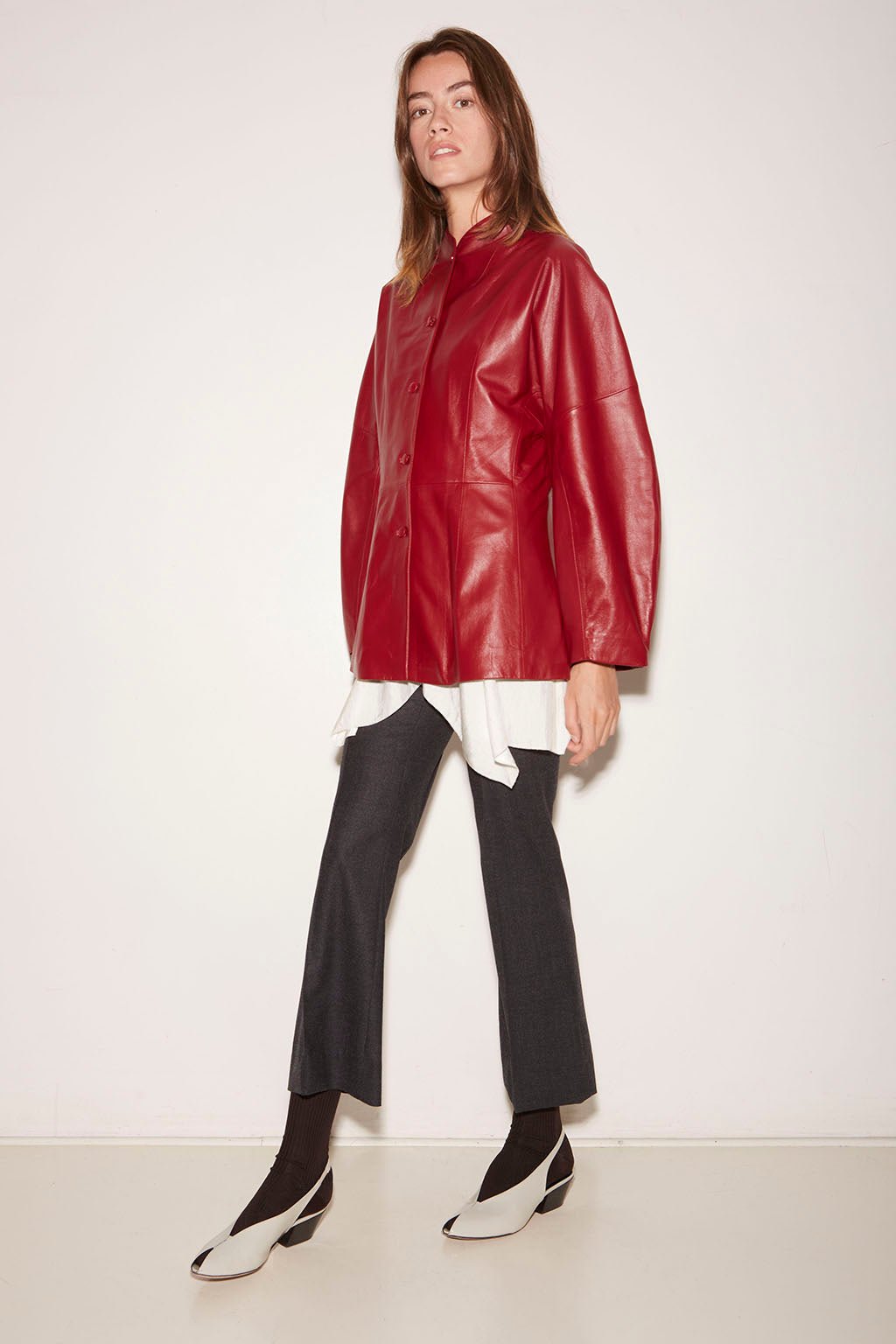 VESTE AJUSTÉE CHARLIE EN CUIR LIPSTICK - ROSEANNA